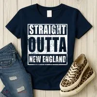 Straight Outta New England Distressed Women's T-Shirt thumb 3