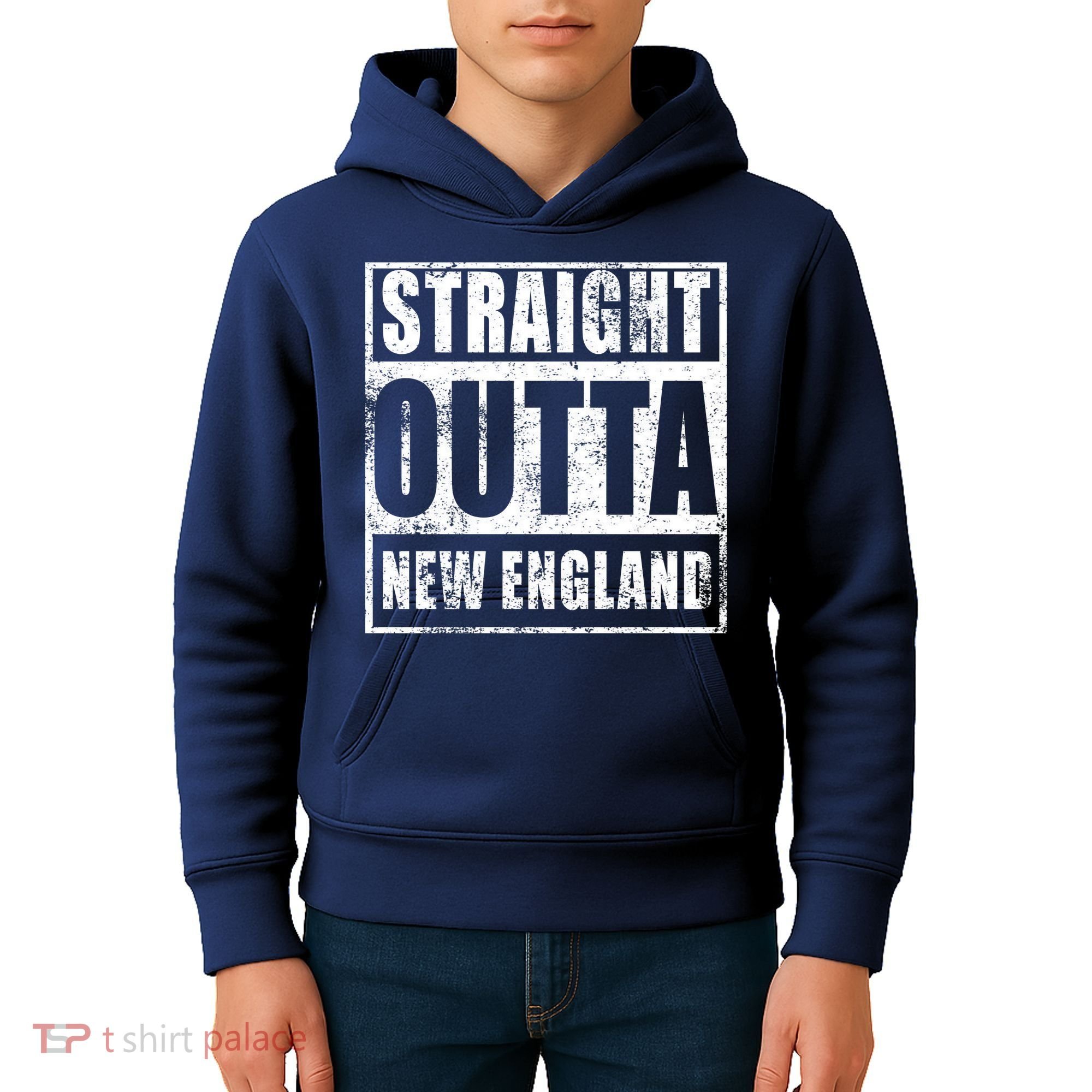 Straight Outta New England Distressed Kids Hoodie