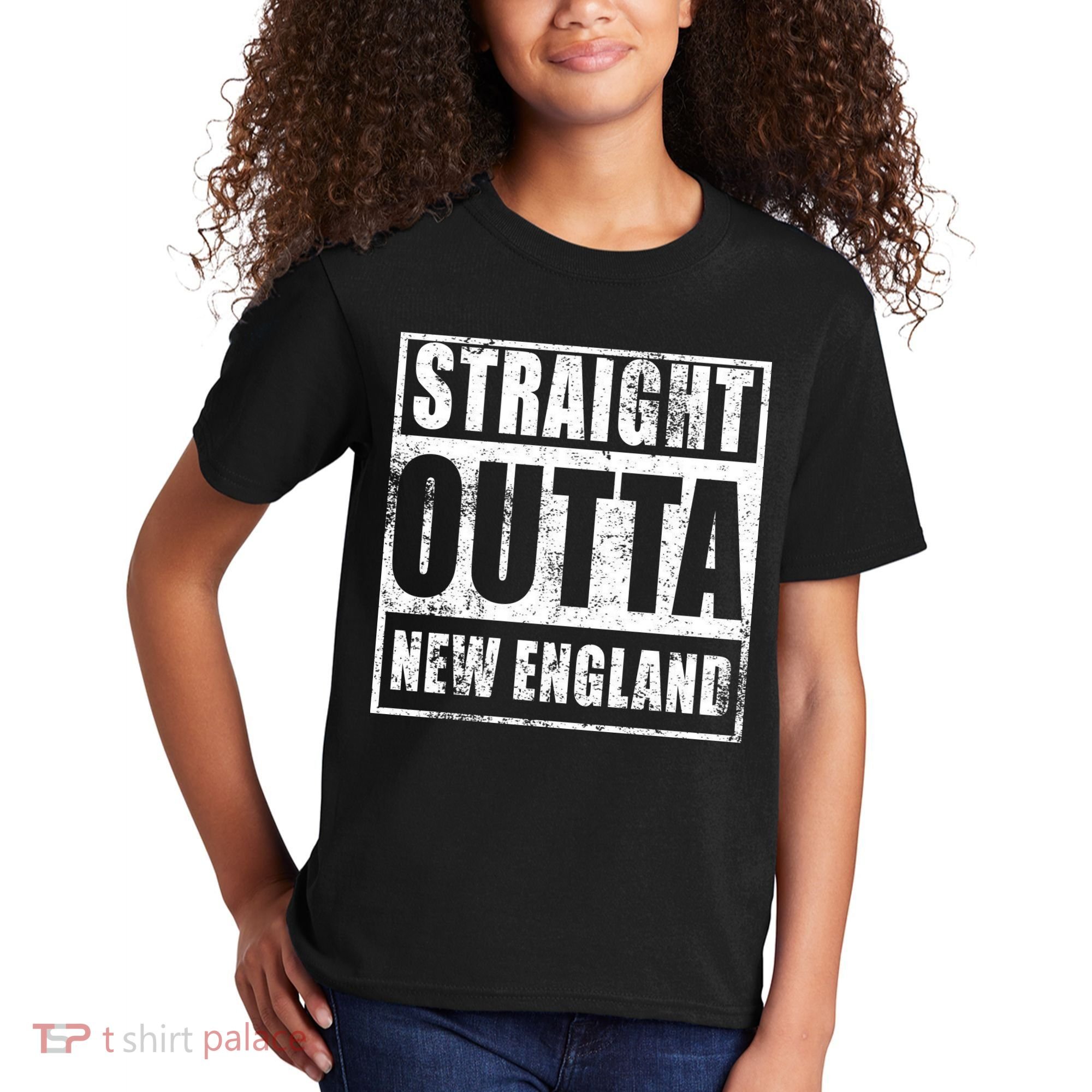 Straight Outta New England Distressed Kids T-Shirt