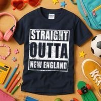 Straight Outta New England Distressed Kids T-Shirt thumb 3