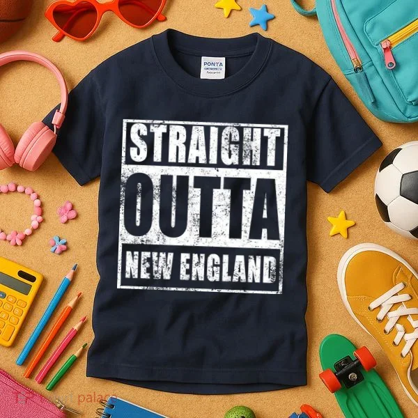 Straight Outta New England Distressed Kids T-Shirt