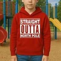 Straight Outta North Pole Kids Hoodie thumb 2