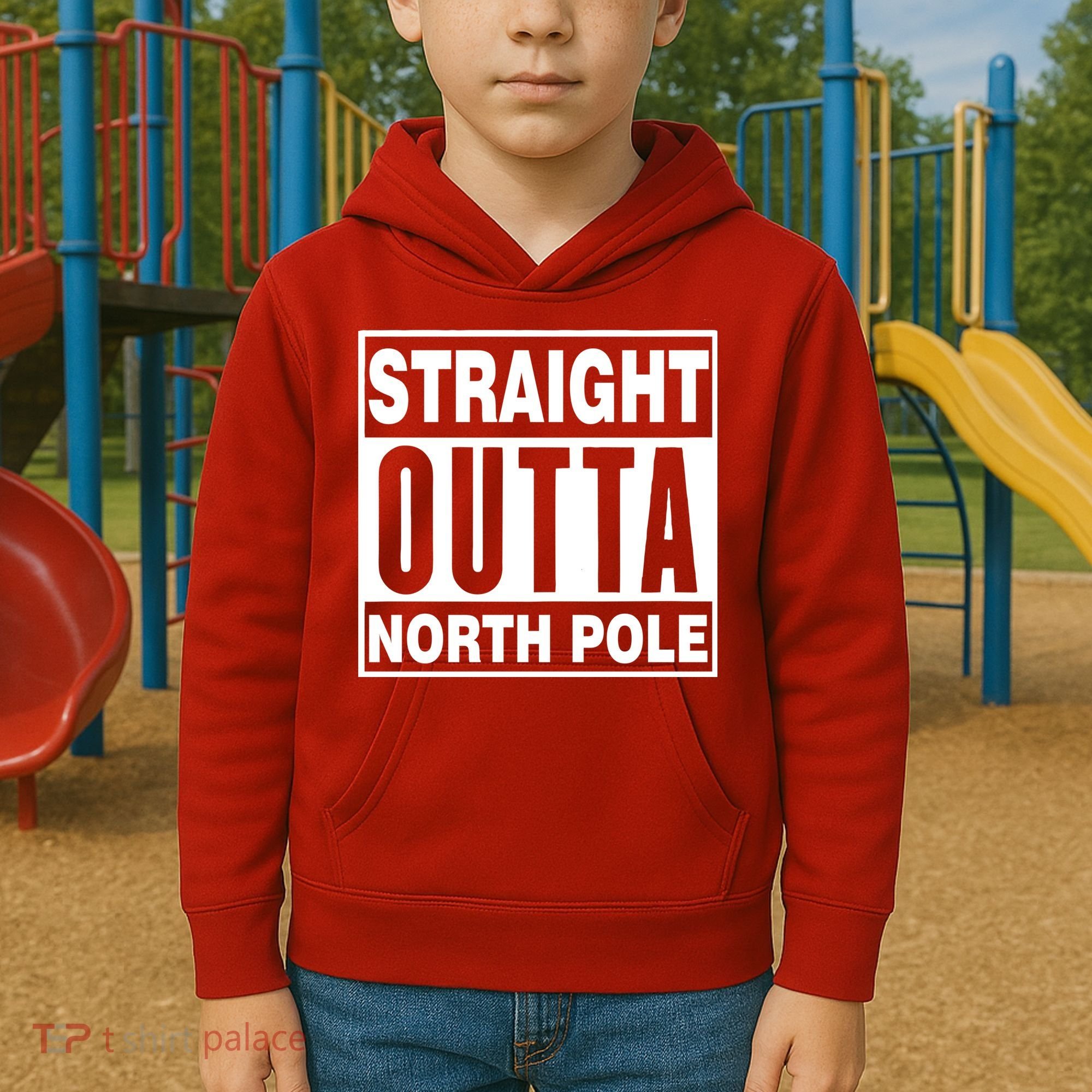 Straight Outta North Pole Kids Hoodie