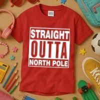 Straight Outta North Pole Kids T-Shirt thumb 3