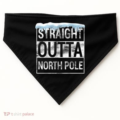 Straight Outta North Pole Funny Christmas USA-Made Doggie Bandana