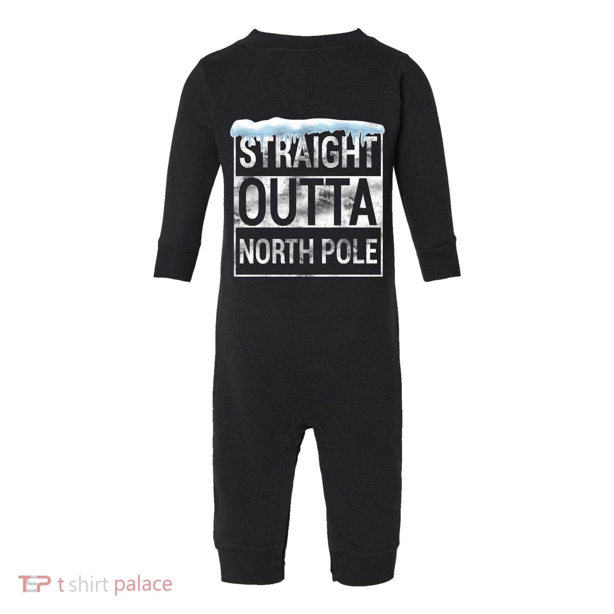 Straight Outta North Pole Funny Christmas Infant Fleece One Piece