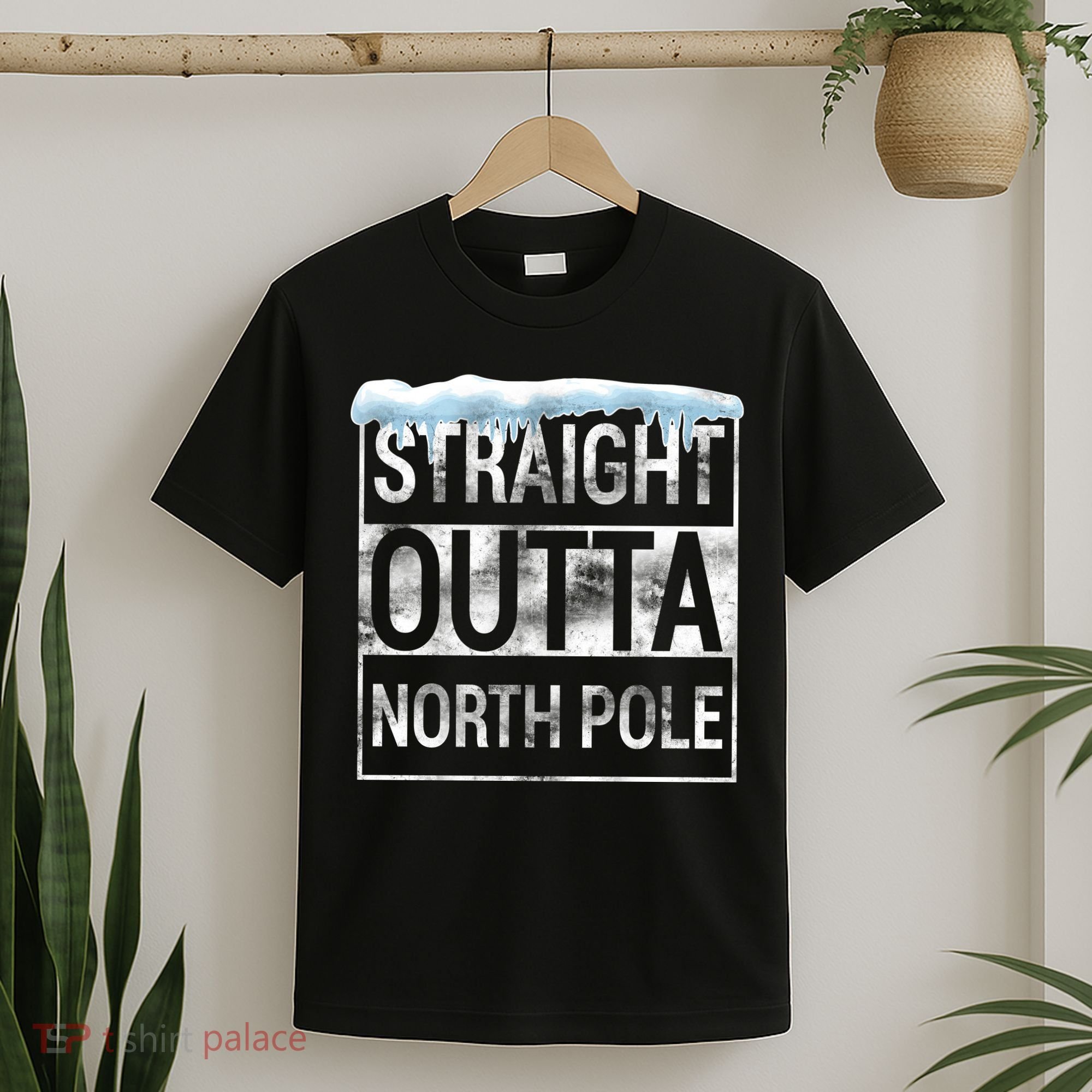 Straight Outta North Pole Funny Christmas T-Shirt