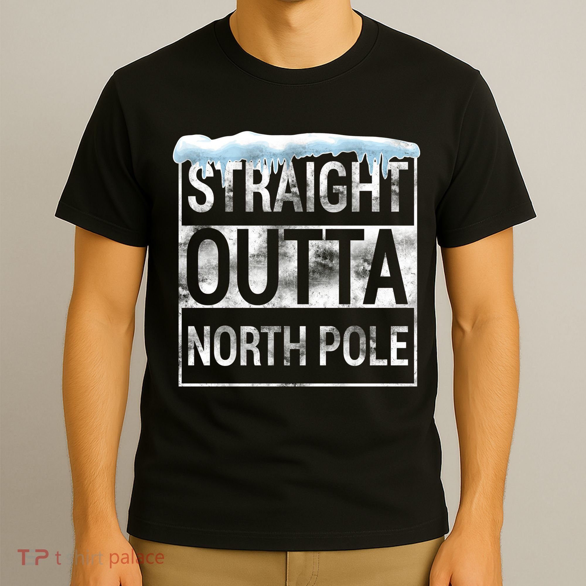Straight Outta North Pole Funny Christmas T-Shirt