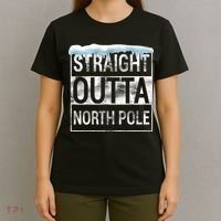 Straight Outta North Pole Funny Christmas T-Shirt thumb 4
