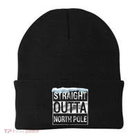 Straight Outta North Pole Funny Christmas Beanie thumb 0