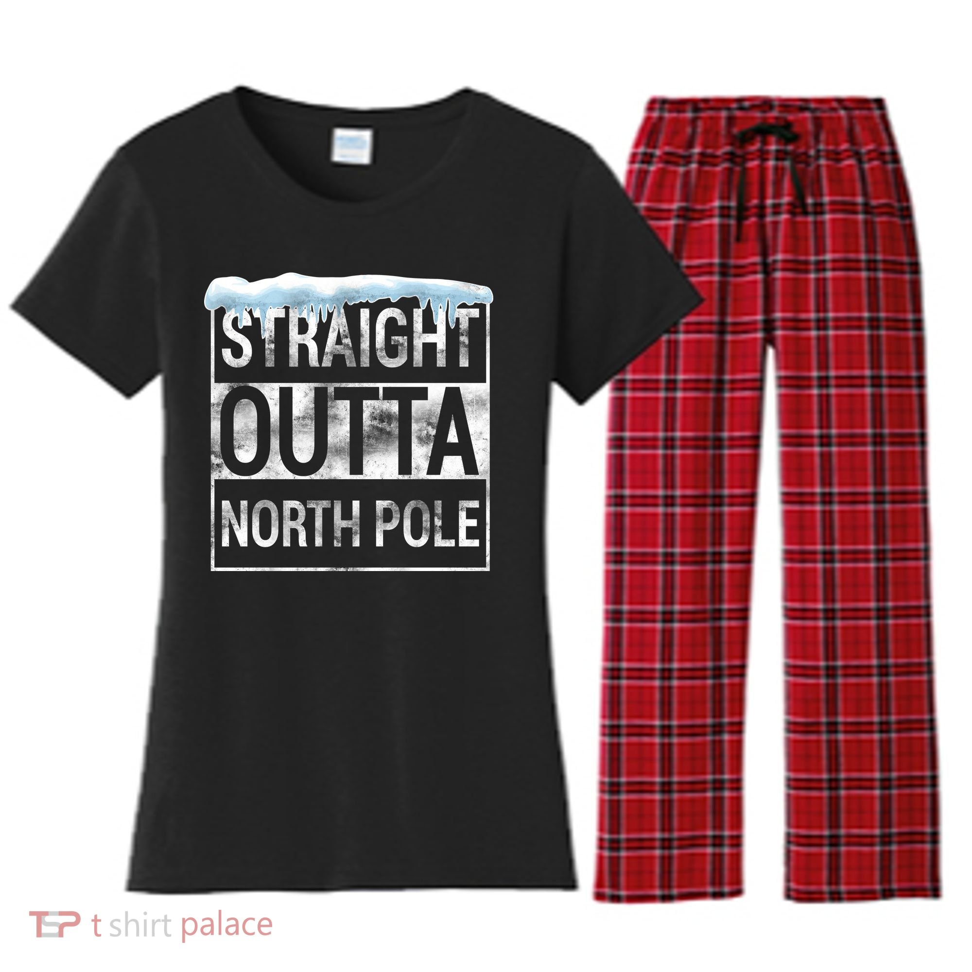 Straight Outta North Pole Funny Christmas Women's Flannel Pajama Set