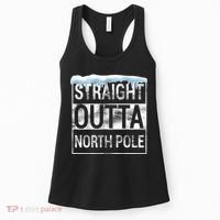 Straight Outta North Pole Funny Christmas Women's Tank Top thumb 0