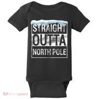Straight Outta North Pole Funny Christmas Baby Bodysuit thumb 0