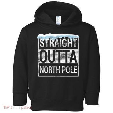 Straight Outta North Pole Funny Christmas Toddler Hoodie