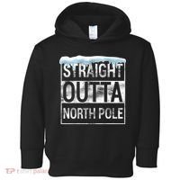 Straight Outta North Pole Funny Christmas Toddler Hoodie thumb 0