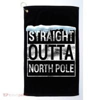 Straight Outta North Pole Funny Christmas Golf Towel thumb 0