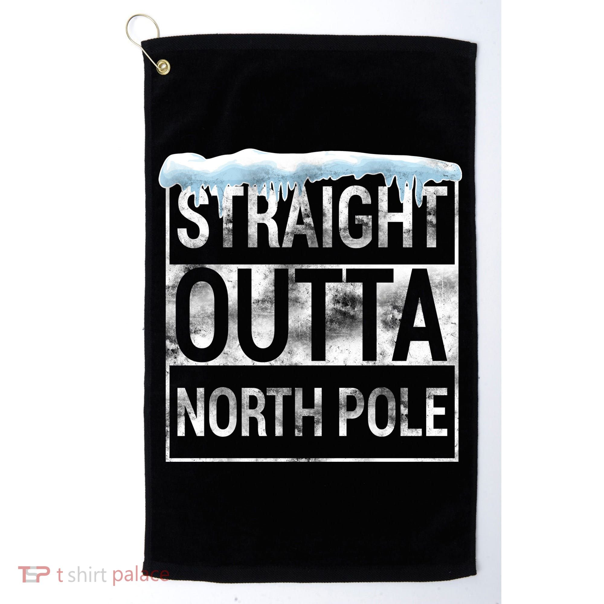 Straight Outta North Pole Funny Christmas Golf Towel