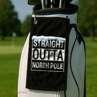 Straight Outta North Pole Funny Christmas Golf Towel thumb 2