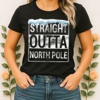 Straight Outta North Pole Funny Christmas Women's T-Shirt thumb 2