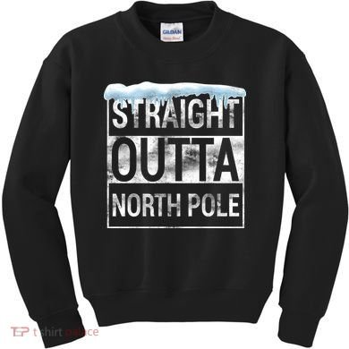 Straight Outta North Pole Funny Christmas Kids Sweatshirt