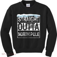 Straight Outta North Pole Funny Christmas Kids Sweatshirt thumb 0