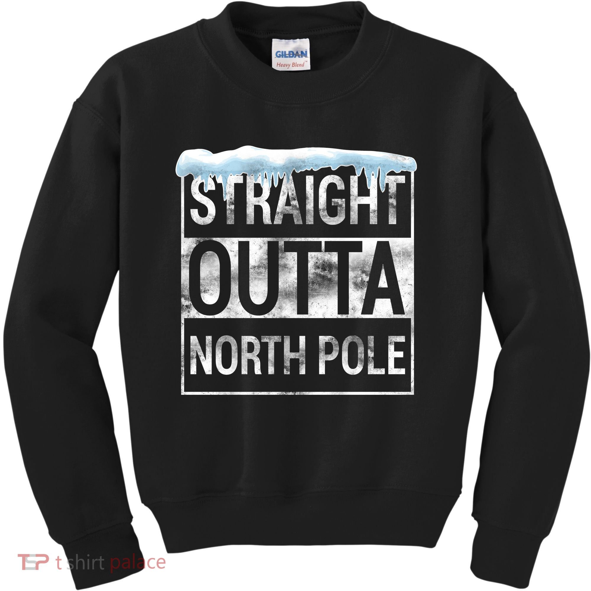 Straight Outta North Pole Funny Christmas Kids Sweatshirt