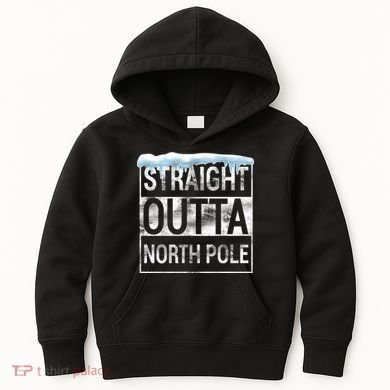 Straight Outta North Pole Funny Christmas Kids Hoodie