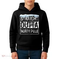 Straight Outta North Pole Funny Christmas Kids Hoodie thumb 4