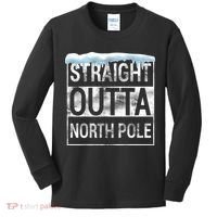 Straight Outta North Pole Funny Christmas Kids Long Sleeve Shirt thumb 0