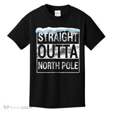 Straight Outta North Pole Funny Christmas Kids T-Shirt