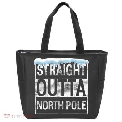 Straight Outta North Pole Funny Christmas Tote Bag