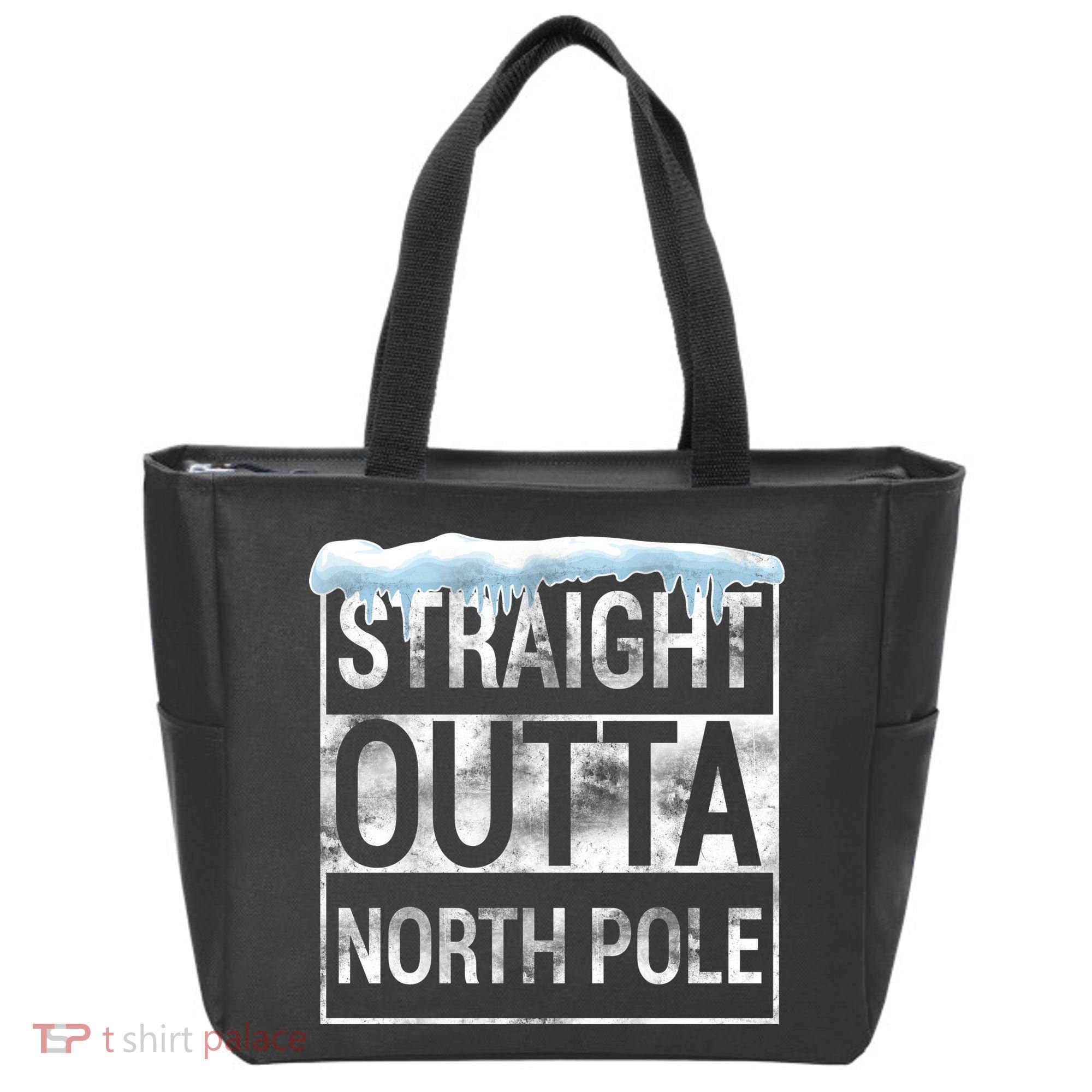 Straight Outta North Pole Funny Christmas Tote Bag