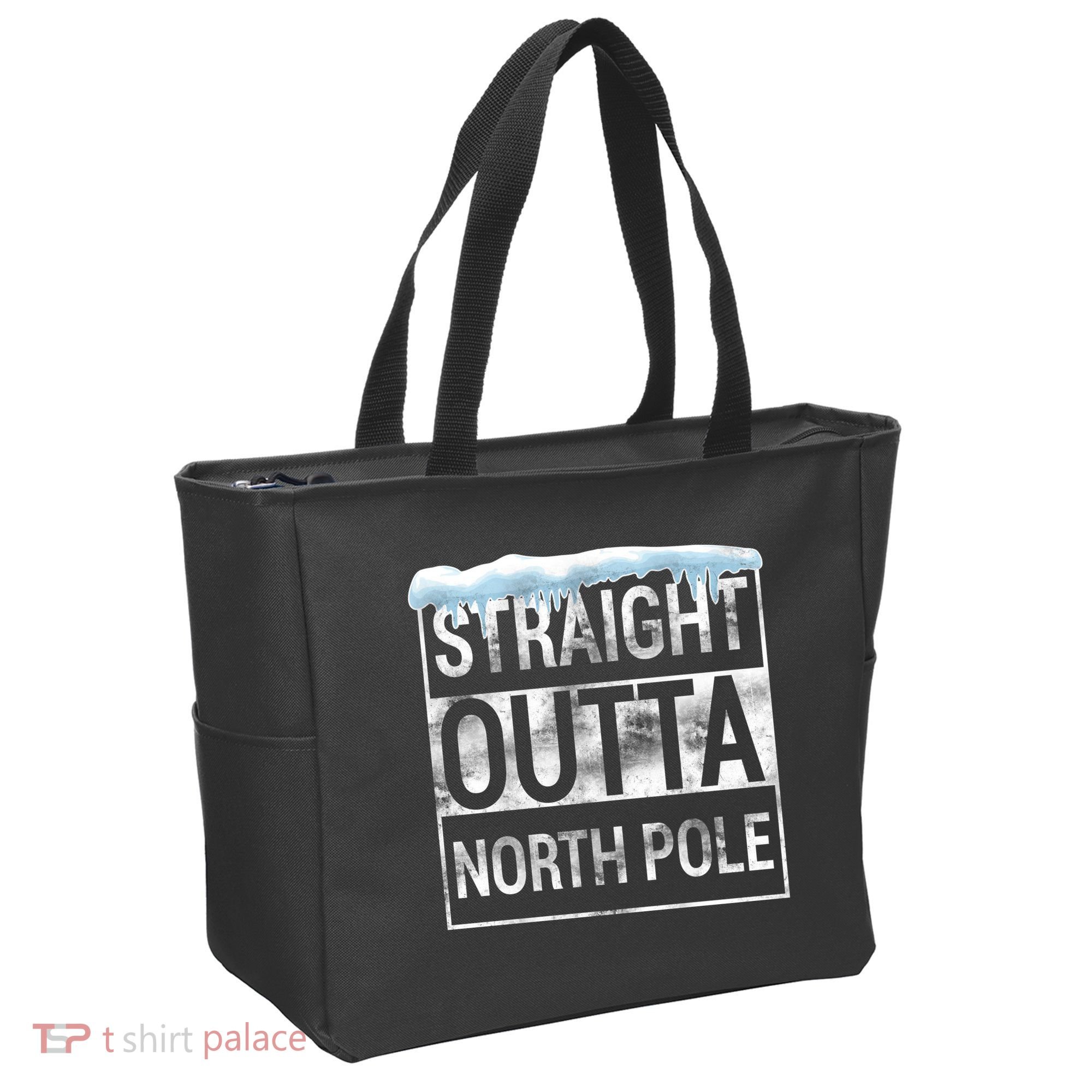 Straight Outta North Pole Funny Christmas Tote Bag