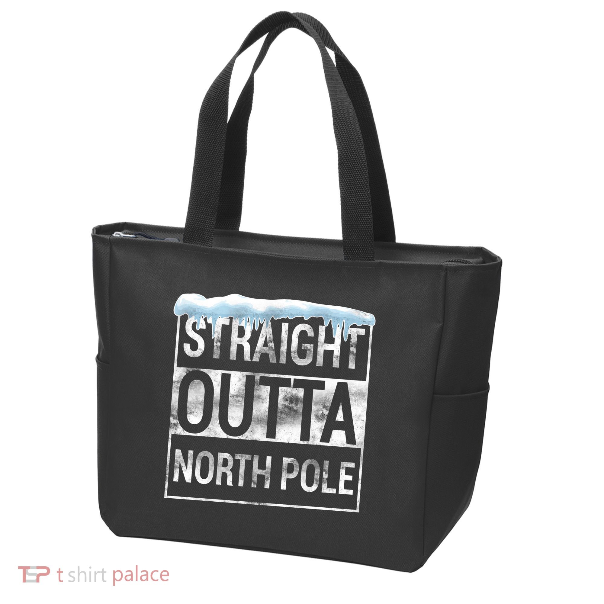 Straight Outta North Pole Funny Christmas Tote Bag