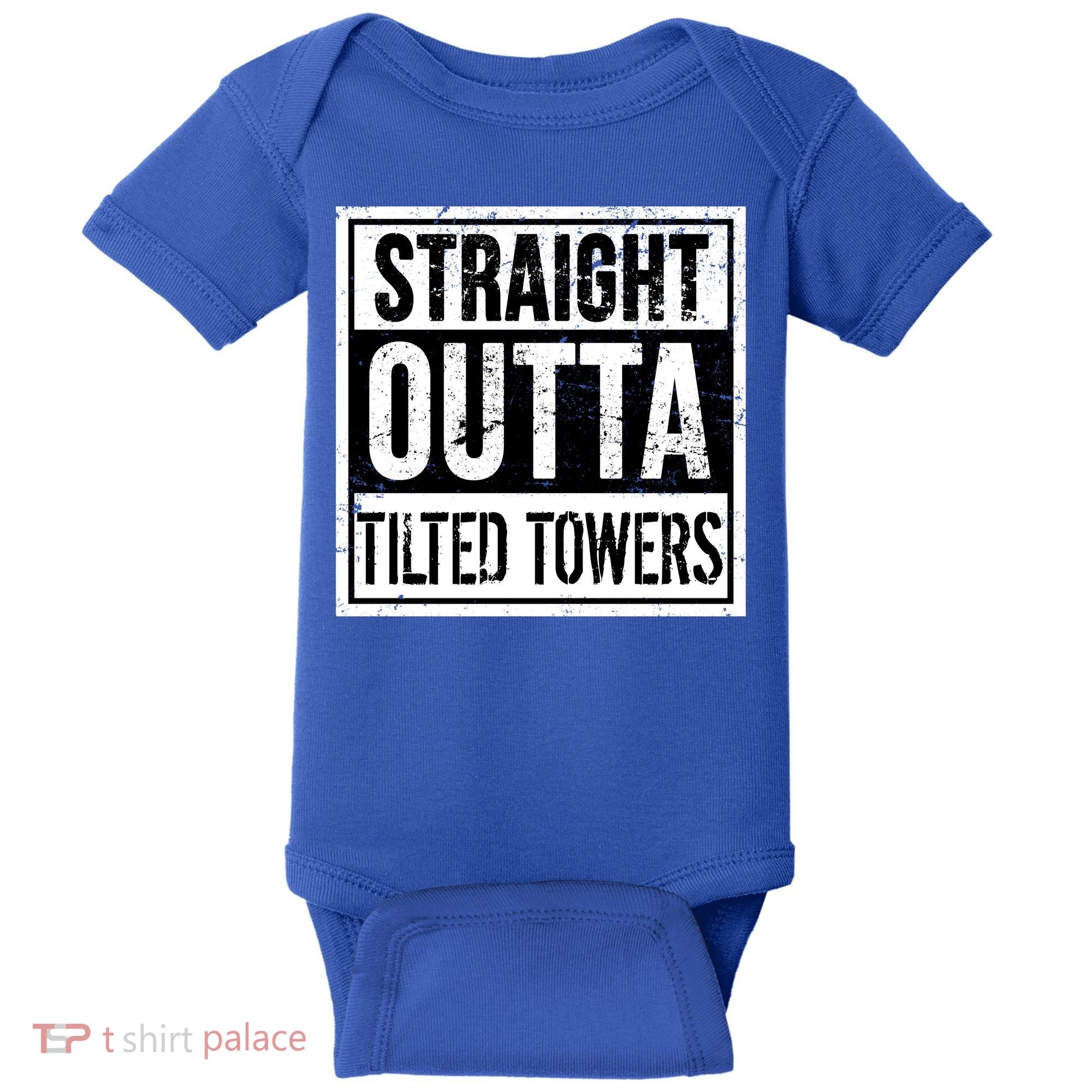Straight Outta Tilted Towers Baby Bodysuit
