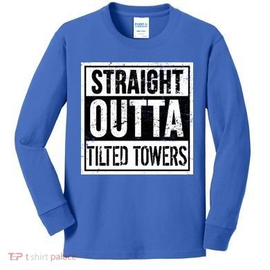 Straight Outta Tilted Towers Kids Long Sleeve Shirt