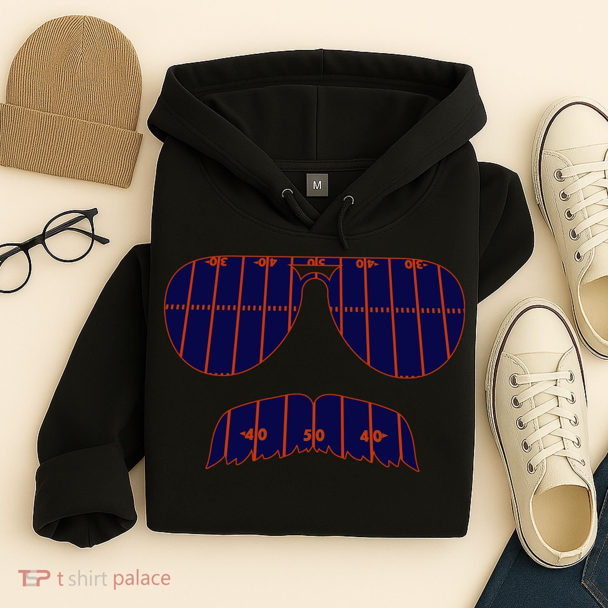 Strange Cargo Football Ditka Glasses And Stache Hoodie