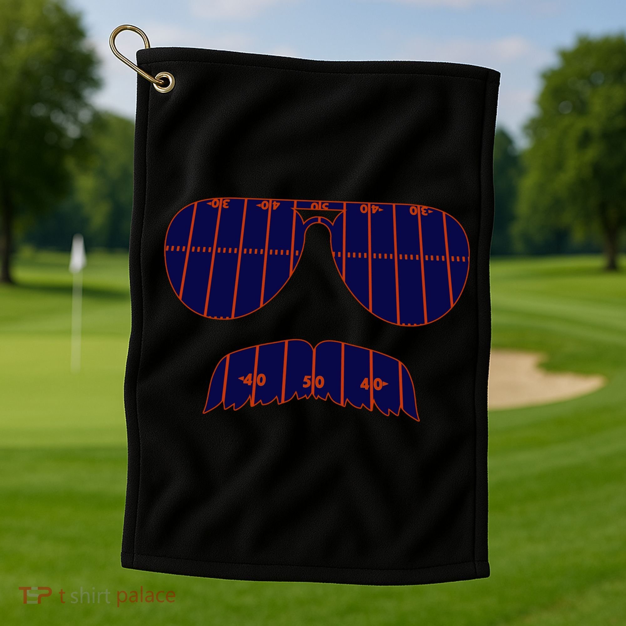 Strange Cargo Football Ditka Glasses And Stache Golf Towel