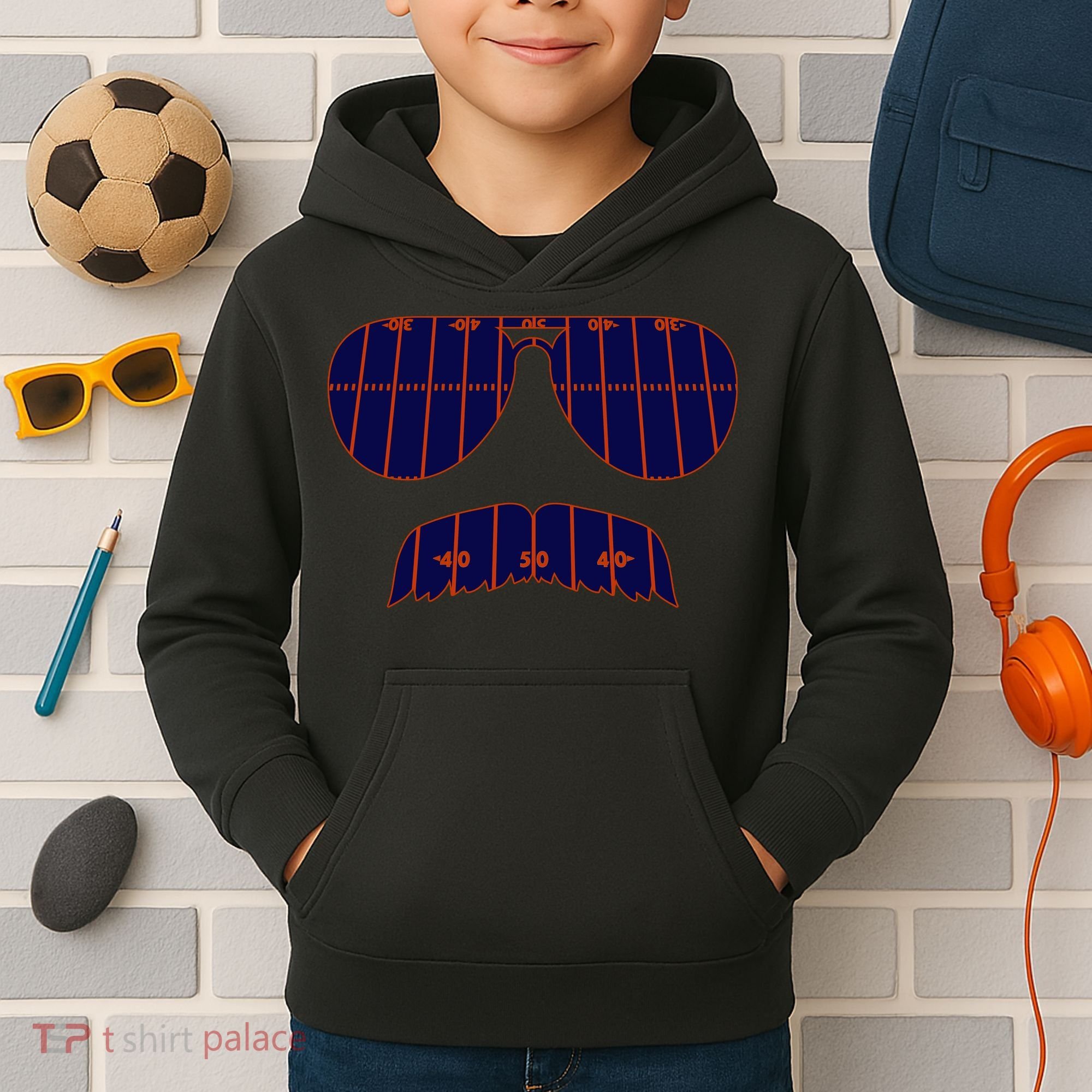 Strange Cargo Football Ditka Glasses And Stache Kids Hoodie