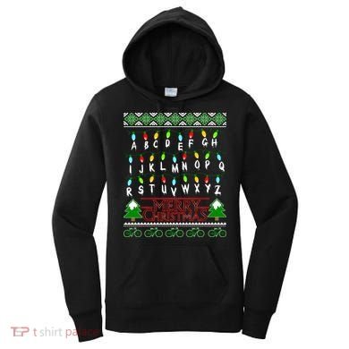 Strange Christmas Lights Alphabet Ugly Christmas Sweater Design Women's Hoodie