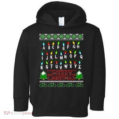 Strange Christmas Lights Alphabet Ugly Christmas Sweater Design Toddler Hoodie