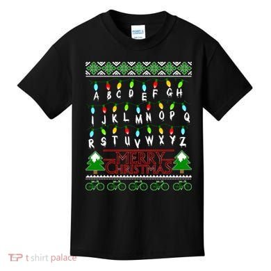 Strange Christmas Lights Alphabet Ugly Christmas Sweater Design Kids T-Shirt