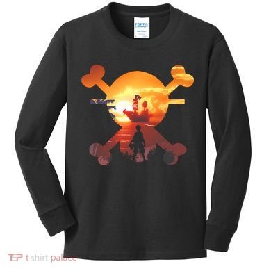 Straw Hat Prate Crew Crossbones Kids Long Sleeve Shirt