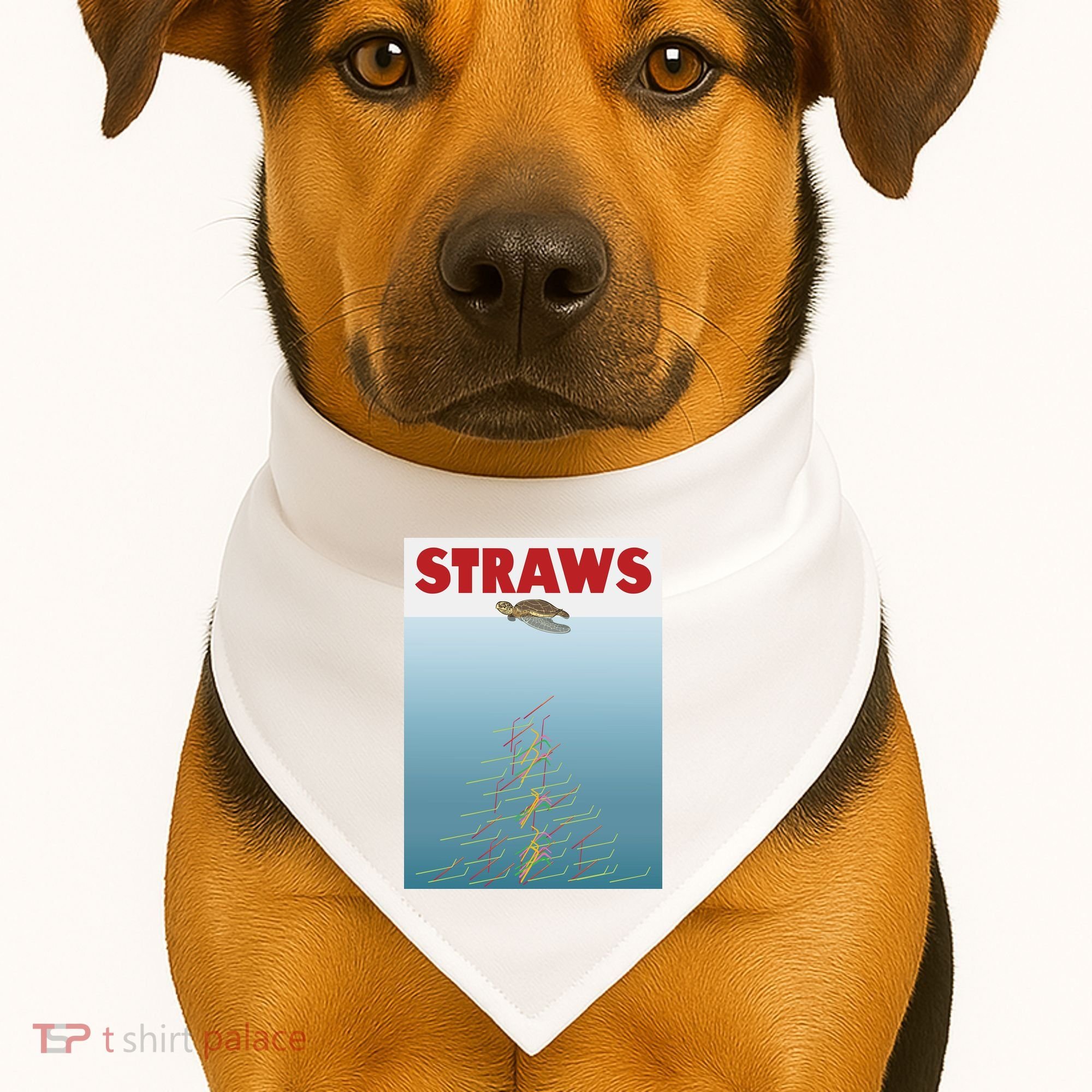 Straws Suck End Plastic Pollution USA-Made Doggie Bandana
