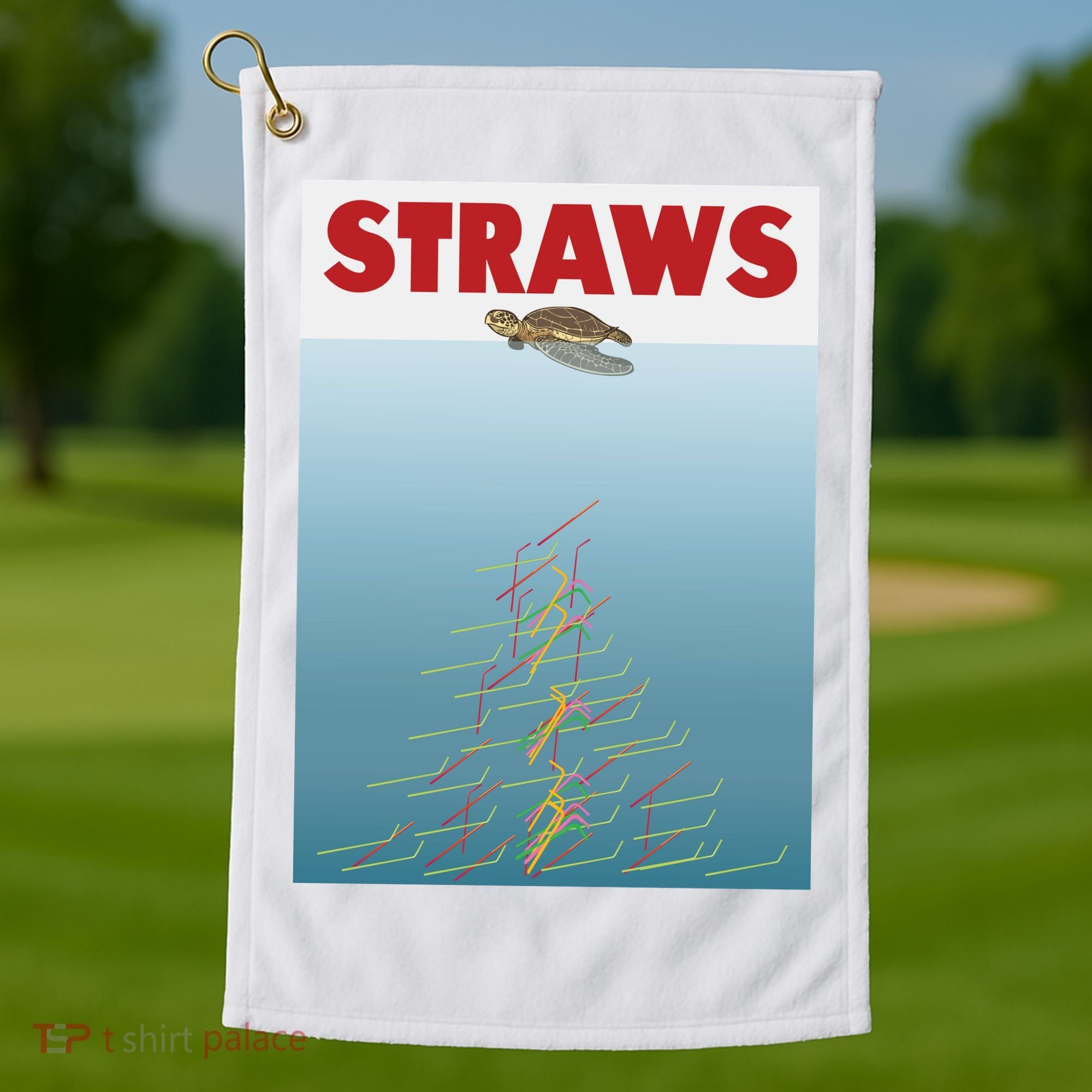 Straws Suck End Plastic Pollution Golf Towel