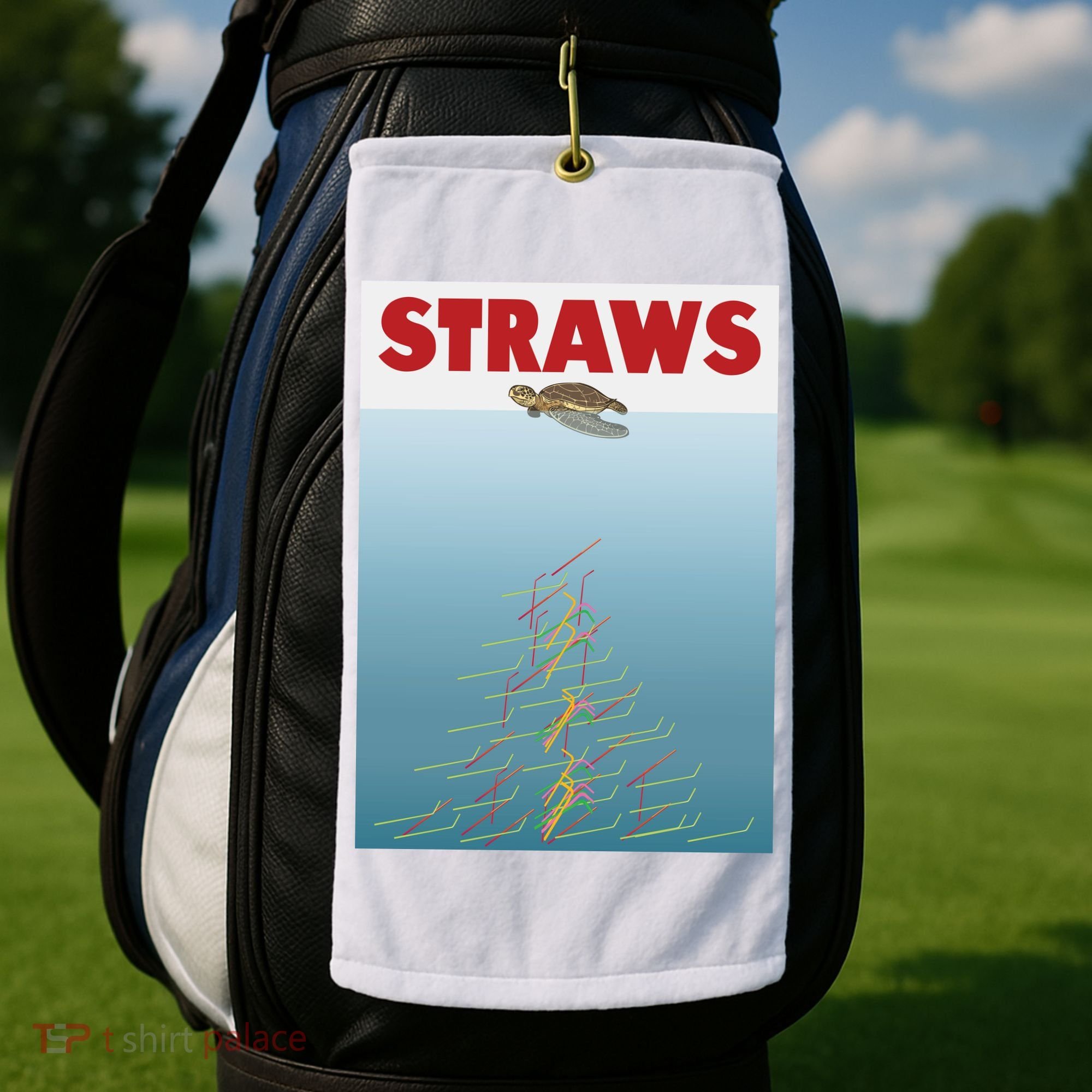 Straws Suck End Plastic Pollution Golf Towel