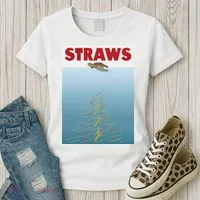 Straws Suck End Plastic Pollution Women's T-Shirt thumb 3