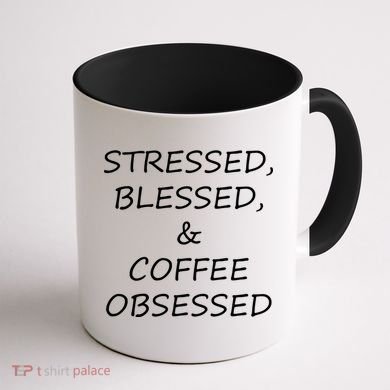 Stressed Bless Coffee Obsessed Coffee Mug back