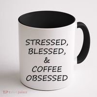 Stressed Bless Coffee Obsessed Coffee Mug thumb 1