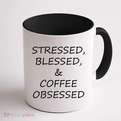Stressed Bless Coffee Obsessed Coffee Mug back